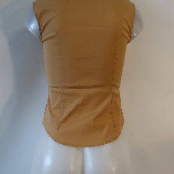 Womens Prada Mustard Sleeveless Button-Up Designer Shirt Top 38 US/2 - Picture 7 of 10